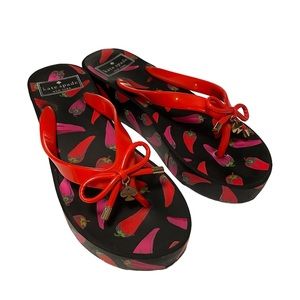 Kate Spade ♠️ Size 7 Chili Pepper Themed Platform Thing Sandals